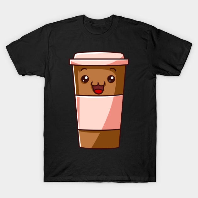 Kawaii Coffee Cup Funny Anime Caffeine Japanese T-Shirt by theperfectpresents